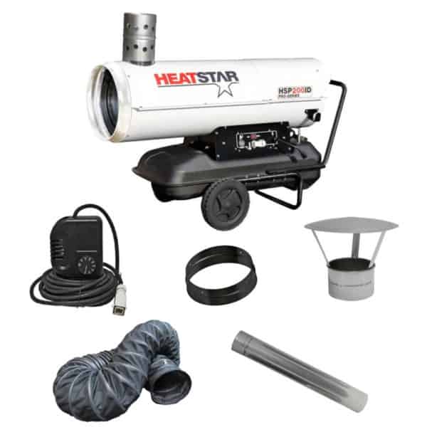 portable construction heater, diesel indirect fired heater, temporary heat system