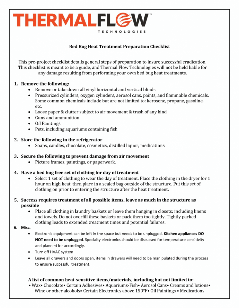 Heat Treatment Prep Checklist - Thermal Flow Technologies